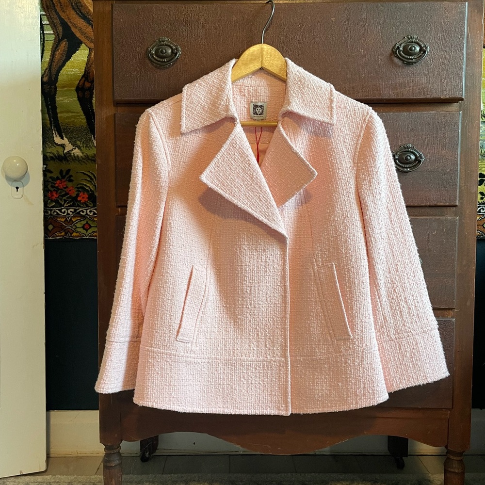 Anne Klein Women’s Business Tweed Jacket Cherry Blossom Pink Size 8 NWT
